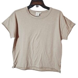 White Crow Casual Beige Women's Top Short Sleeve Rolled Edge T-Shirt Size XS